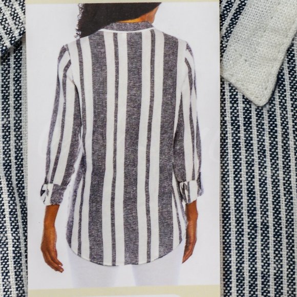 Orvis ladies long sleeve linen blend top Stripe - Picture 3 of 4